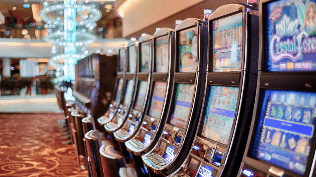 a row of slot machines