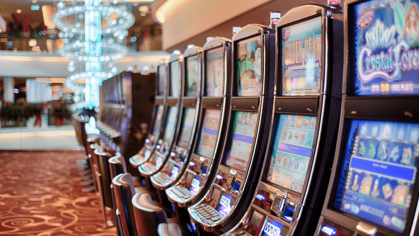 a row of slot machines