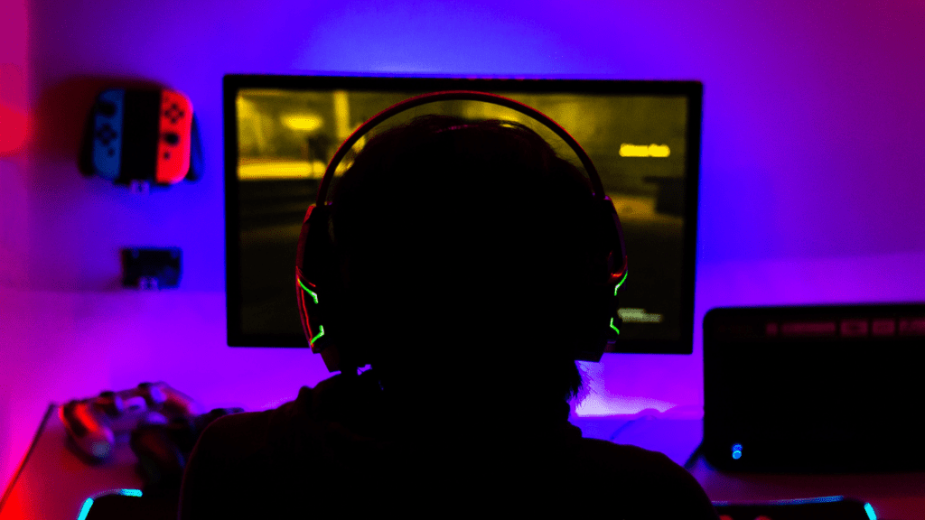 a person playing a pc game