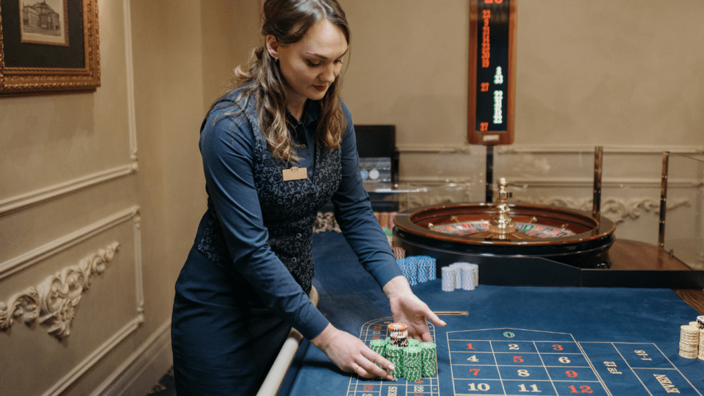 a casino dealer in the casino