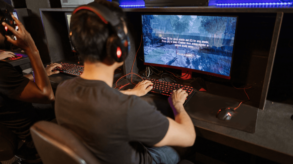 a person playing a pc game