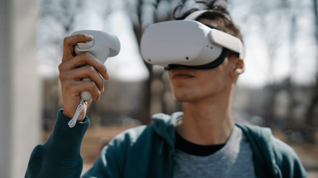 a person wearing a vr headset