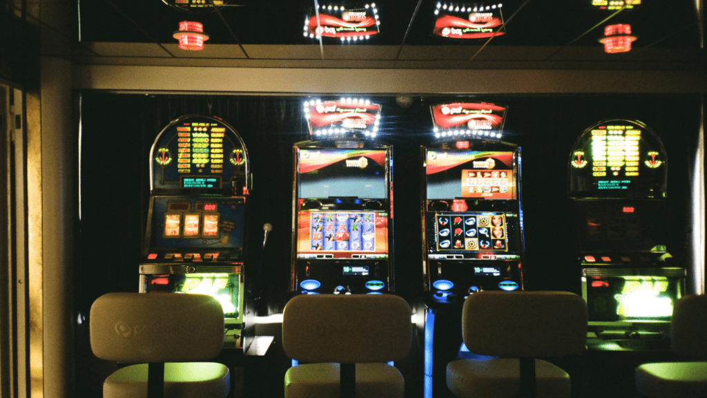 a row of slot machines